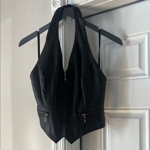 Wilsons Leather Black Zip-Up Vest